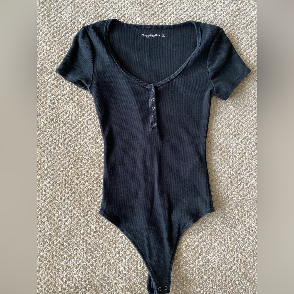 Black Ribbed Bodysuit